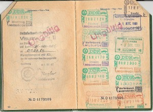 Visa for travel into East Germany